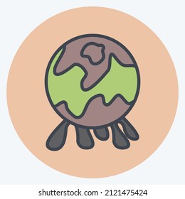 Global Pollution Icon in trendy color mate style isolated on soft blue background