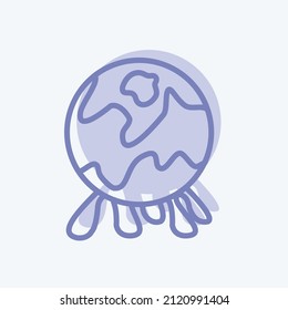 Global Pollution Icon in trendy two tone style isolated on soft blue background