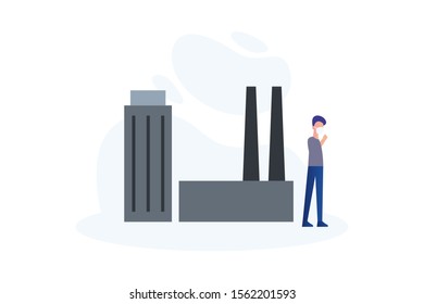 Global pollution illustration concept for web landing page template, banner, flyer and presentation