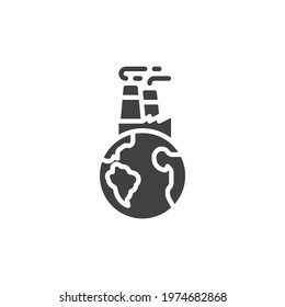 Global pollution vector icon. filled flat sign for mobile concept and web design. Earth globe and plant glyph icon. Symbol, logo illustration. Vector graphics