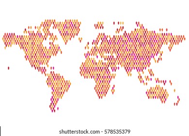 Población mundial. Mapa mundial hecho de personas icono