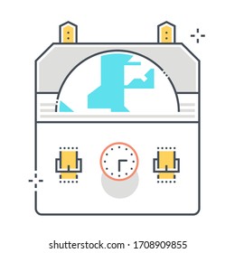 Global portfolio related color line vector icon, illustration. The icon is about internet, pen, planet, suitcase. The composition is infinitely scalable.