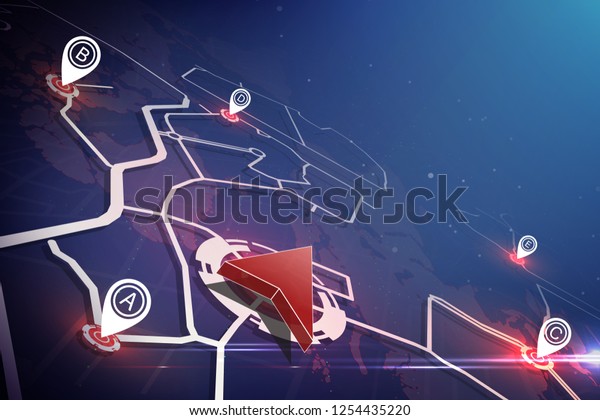 Global Positioning System\
concept. Gps icon and pin location on earth map.vector\
illustration