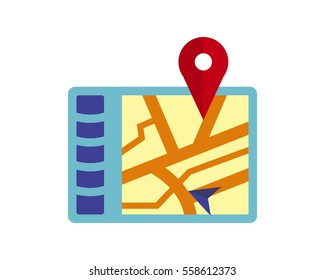 global positioning system icon symbol logo image vector pin locate