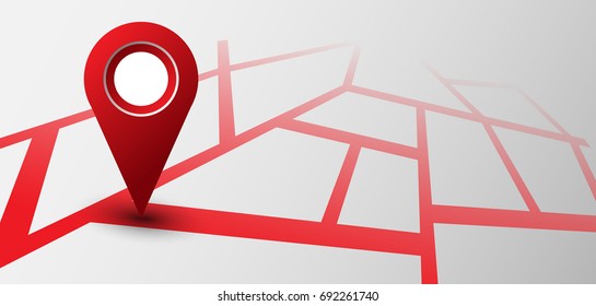 Global positioning system navigator red pin on map vector illustration