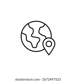 Símbolo de Sistema de Posicionamento Global com Contorno do Planet Earth para Localização Mundial