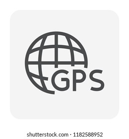 Global positioning system technology. Vector design of icon, sign or symbol. Concept for geo location, gps position tracking, navigation satellite system, map, geography, cartography, travel or trip.