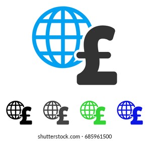 Global Pound Economics flat vector pictogram. Colored global pound economics gray, black, blue, green icon variants. Flat icon style for application design.