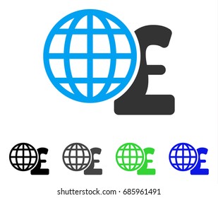 Global Pound Finances flat vector pictogram. Colored global pound finances gray, black, blue, green pictogram variants. Flat icon style for web design.