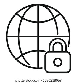Global privacy icon outline vector. Cyber personal. Information shield