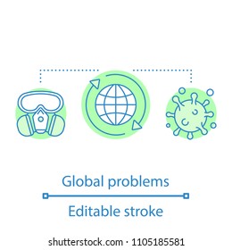 Global Problems Concept Icon. Epidemic Idea Thin Line Illustration. Viruses Diseases. Vector Isolated Outline Drawing. Editable Stroke