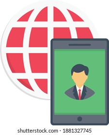 global profile vector flat colour icon