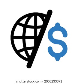 Global profit icon (margin, profit icon) Black and blue Vector illustration