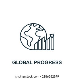 icono Progreso global. Icono monocromo de formación empresarial simple para plantillas, diseño web e infografías
