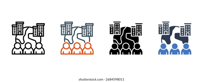 Ilustração de vetor de estilo de ícone múltiplo do Projeto Global