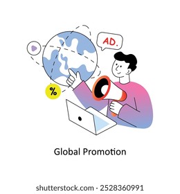 Ilustração de vetor de design de estilo plano de gradiente de promoção global. Ilustração de estoque