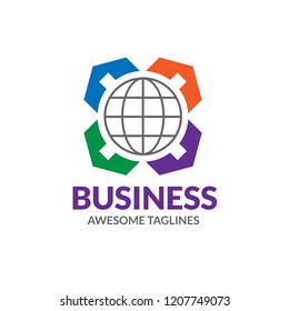 global property logo concept, house and globe logo vector