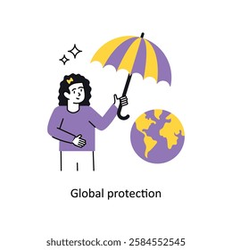 Global protection Concept vector illustration.  isolated on white Background. 