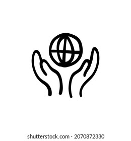 icono de protección global en vector. Logotipo - Doodle