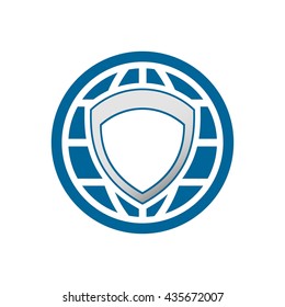 Global protection logo inside circle vector illustration isolated on white backgorund.