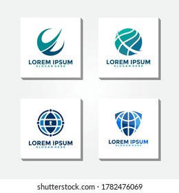 Global Protection Logo Template Design Collection. Global Security Logo Design Concept. Vector Illustration