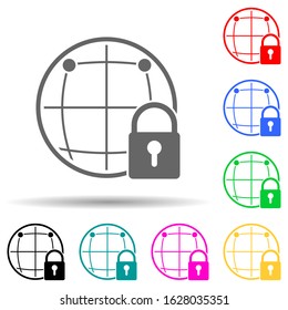 global protection multi color style icon. Simple glyph, flat vector of cyber security icons for ui and ux, website or mobile application