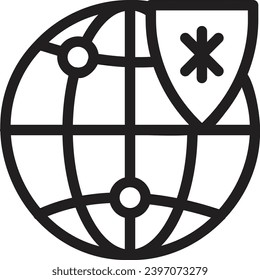 Global protection single vector line icon 