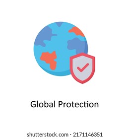 Icono plano del vector de protección global para web aislado en archivo EPS 10 de fondo blanco