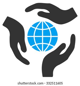 Global Protection vector icon. Style is flat symbol, rounded angles, white background.