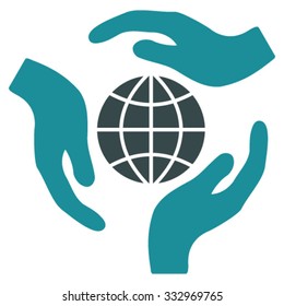 Global Protection vector icon. Style is bicolor flat symbol, soft blue colors, rounded angles, white background.