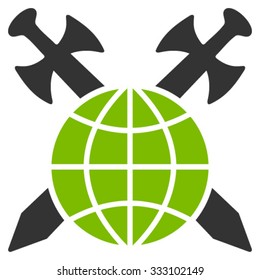 Global Protection vector icon. Style is bicolor flat symbol, eco green and gray colors, rounded angles, white background.