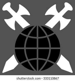 Global Protection vector icon. Style is bicolor flat symbol, black and white colors, rounded angles, gray background.