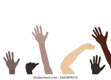 Global protests concept, people raise their hands for their demand, vector illustration design background