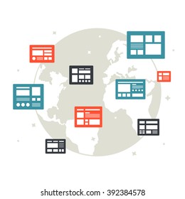 Global prototyping with few windows over planet. Successful international startup. Set of ideas from around world.