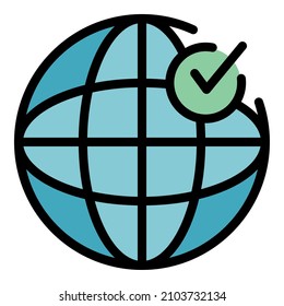 Global quality manager icon. Outline global quality manager vector icon color flat isolated