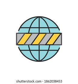 Global quarantine line color icon. Sign for web page, mobile app, button, logo.