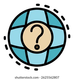 Global question headhunter icon. Outline global question headhunter vector icon color flat isolated