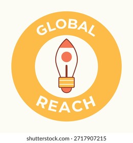 conceito global reach com ícone de lâmpada em círculo laranja logotipo elemento design
