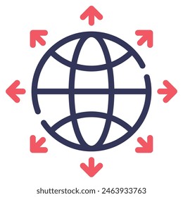 El ícono Global Reach se puede usar para Web, App, infografía, etc