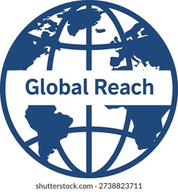 Global Reach world map typography design vector illustration for international business connectivity and networking concepts on transparent background.