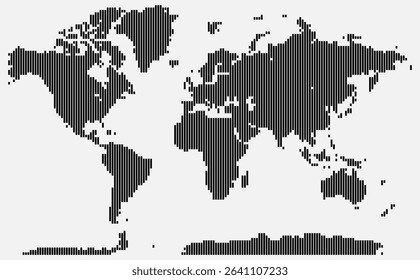 Global Realistic vertical line shape pattern design of Earth for clip art use Including country outlines 