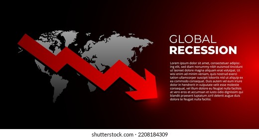 Global recession vector illustration, banner design of financial crisis and economic downfall. Background that describes the state of emergency of a country