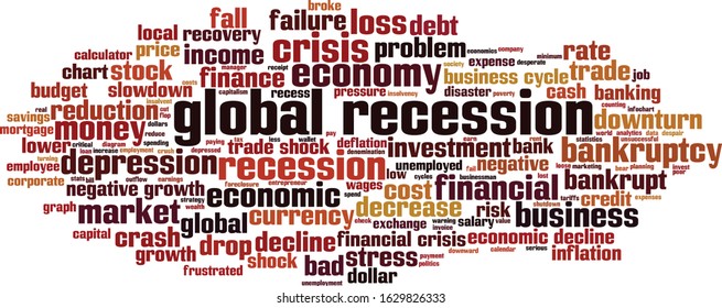Global recession word cloud concept. Collage made of words about global recession. Vector illustration 