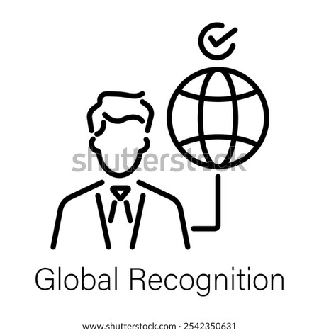 Global recognition icon in line style