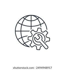 Global reconstruction. New world regulations. Vector linear icon isolated on white background.