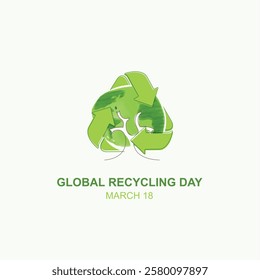 Global recycling day, recycling in environmental sustainability, recycling symbol, bins, plastic, bottles and reducing carbon emissions, protect the environment, reducing waste. earth day. vector.