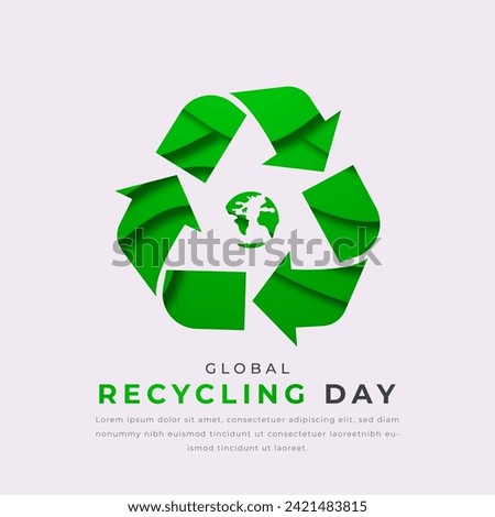 Global Recycling Day Paper cut style Vector Design Illustration for Background, Poster, Banner, Advertising, Greeting Card