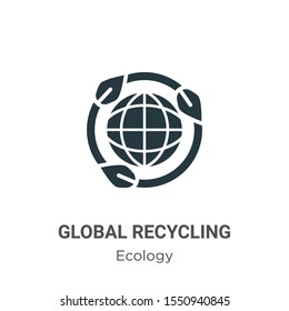 Global recycling symbol vector icon on white background. Flat vector global recycling symbol icon symbol sign from modern ecology collection for mobile concept and web apps design.