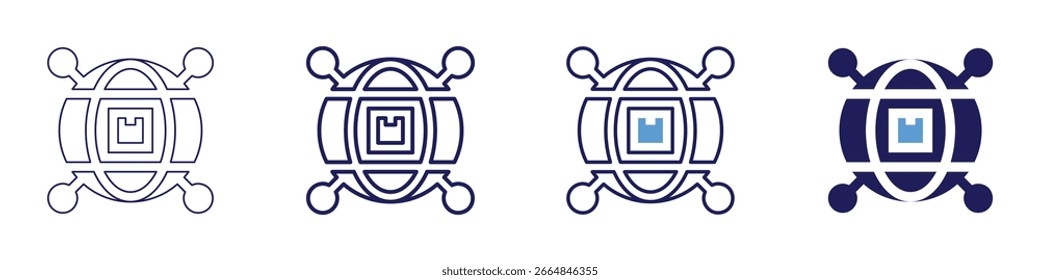 Icono de referéndum global en 4 estilos diferentes. Línea delgada, línea, línea en negrita, duotono. Estilo duotono. Trazo editable.