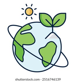 Global Reforestation Icon Design. Represents Sustainability, Eco-Friendly Solutions, Conservation Efforts, Environmental Awareness. Vector icon with editable Stroke.